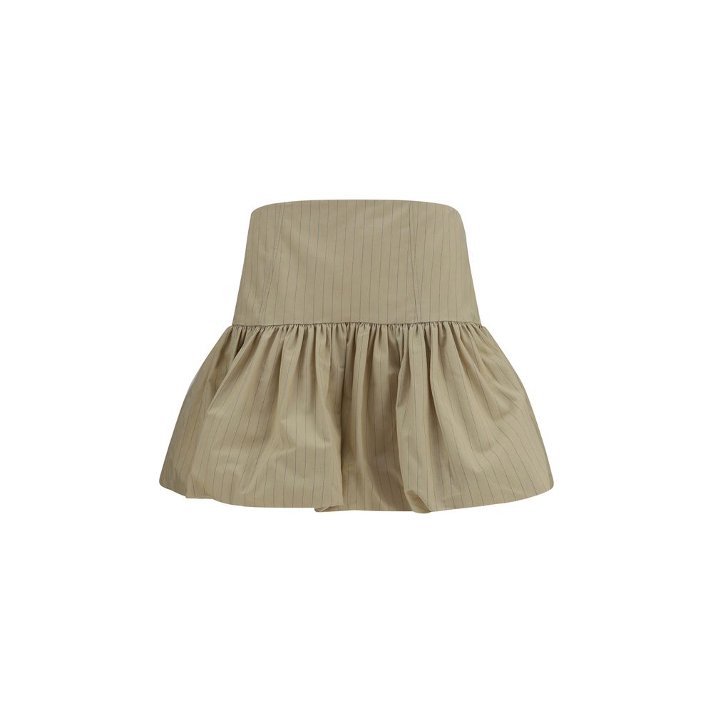 Ganni Beige Cotton Mini Skirt - XXS