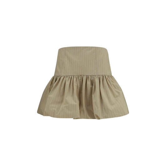 Ganni Beige Cotton Mini Skirt - XXS