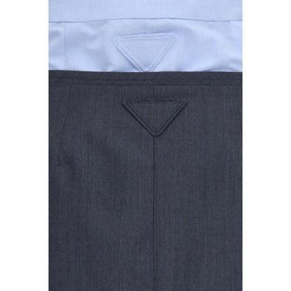 Prada Gray Cotton and Linen Double-Layer Midi Skirt