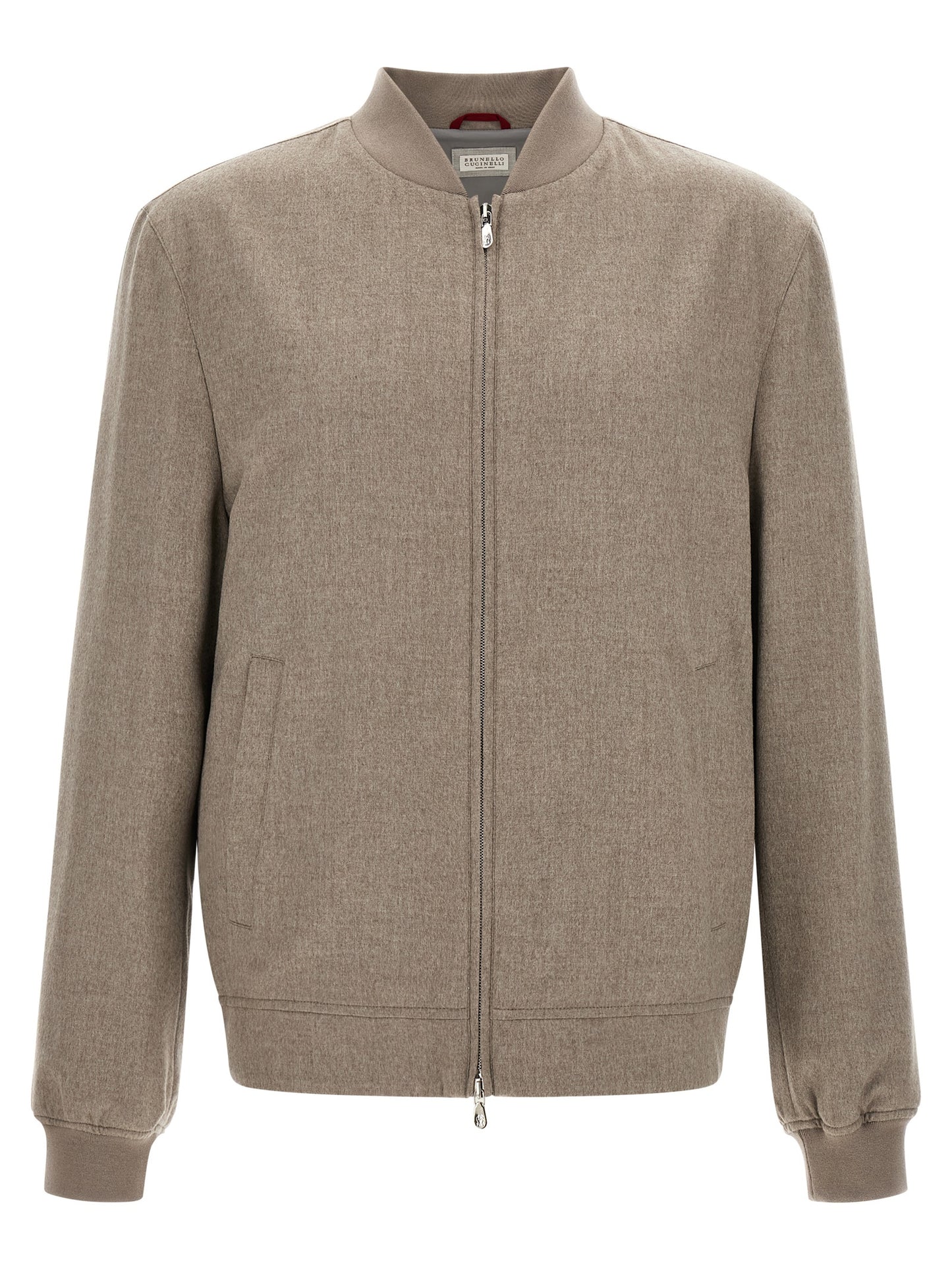 Brunello Cucinelli Gray Cashmere Bomber Jacket