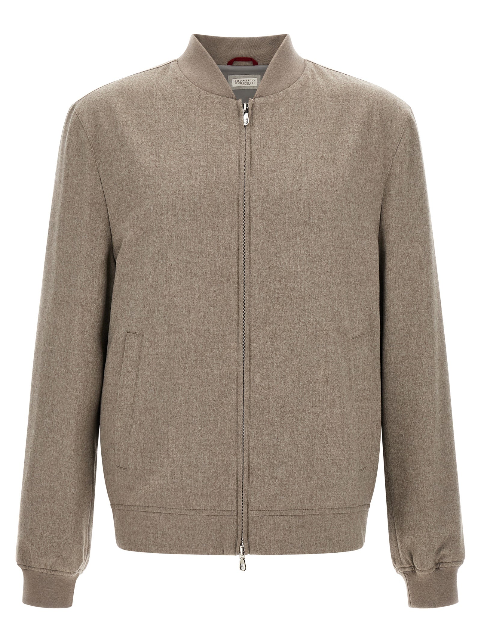 Brunello Cucinelli Gray Cashmere Bomber Jacket