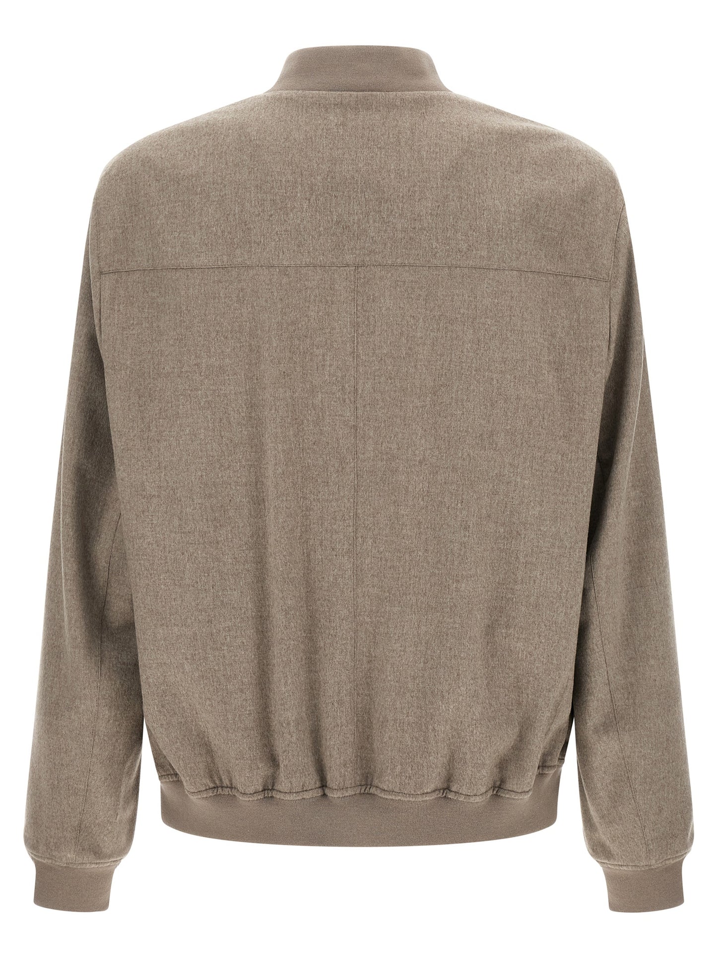 Brunello Cucinelli Gray Cashmere Bomber Jacket