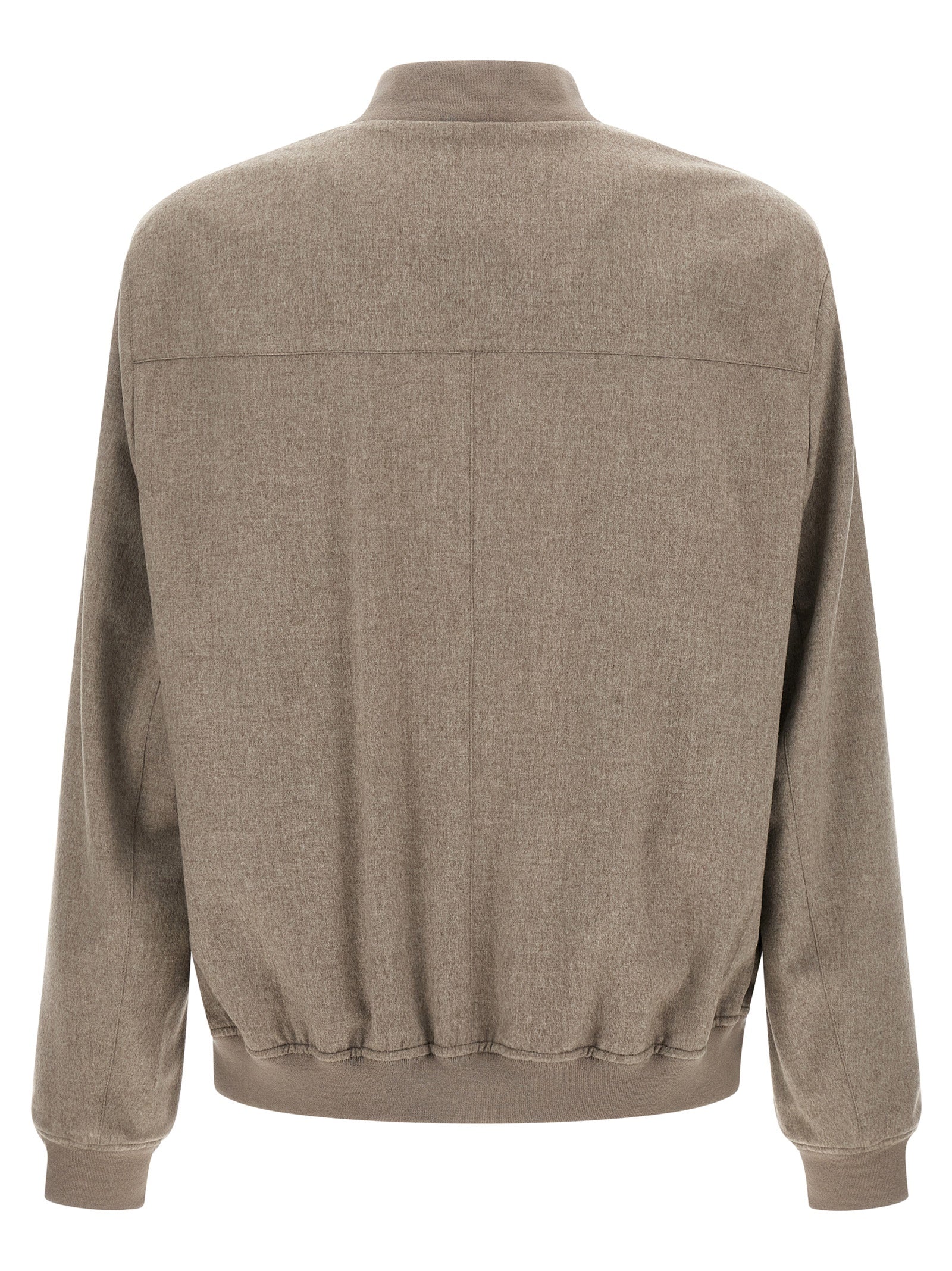 Brunello Cucinelli Gray Cashmere Bomber Jacket
