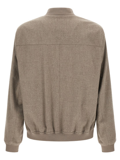 Brunello Cucinelli Gray Cashmere Bomber Jacket