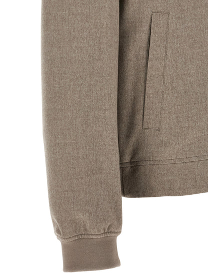 Brunello Cucinelli Gray Cashmere Bomber Jacket