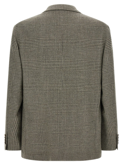Brunello Cucinelli Bicolor Wool Blazer in Military Green