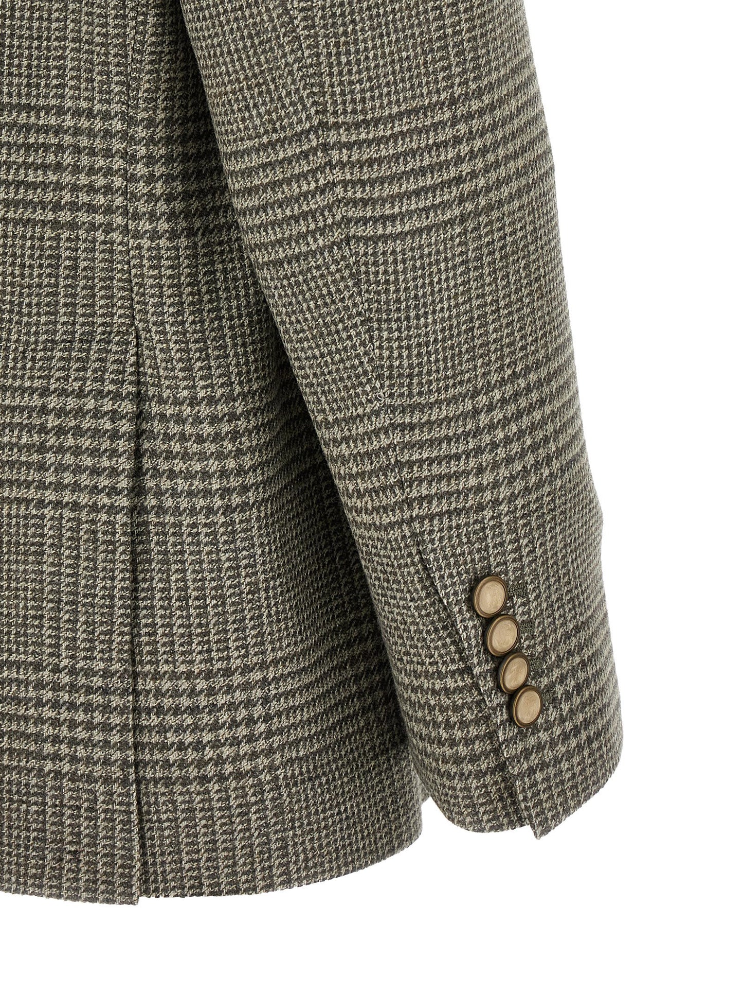 Brunello Cucinelli Bicolor Wool Blazer in Military Green