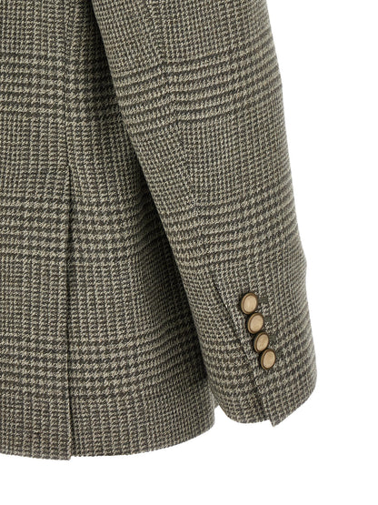 Brunello Cucinelli Bicolor Wool Blazer in Military Green