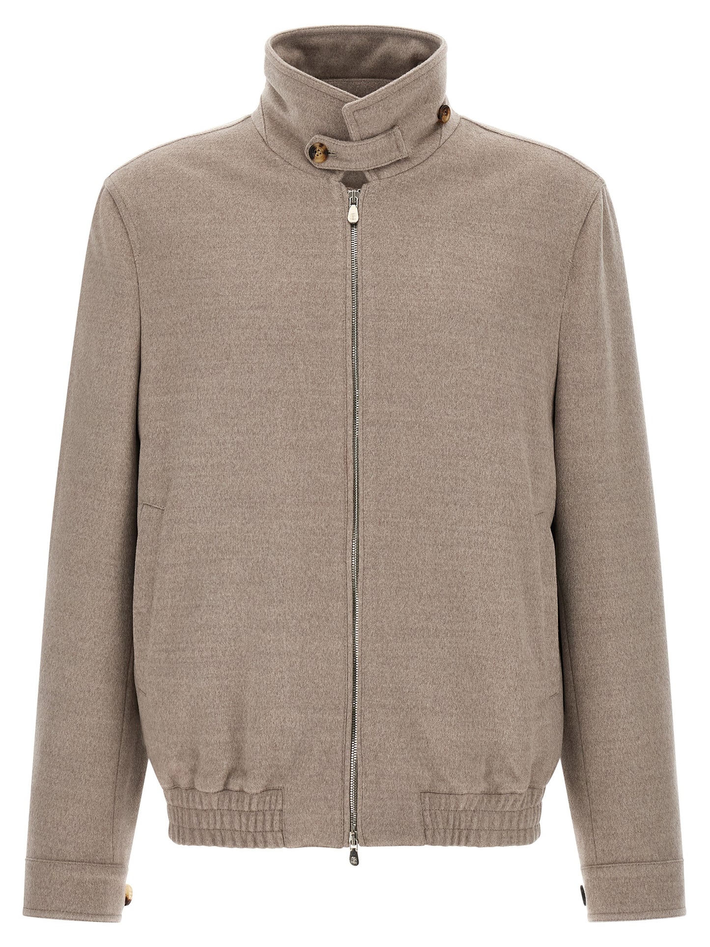 Brunello Cucinelli Beige Virgin Wool Bomber Jacket