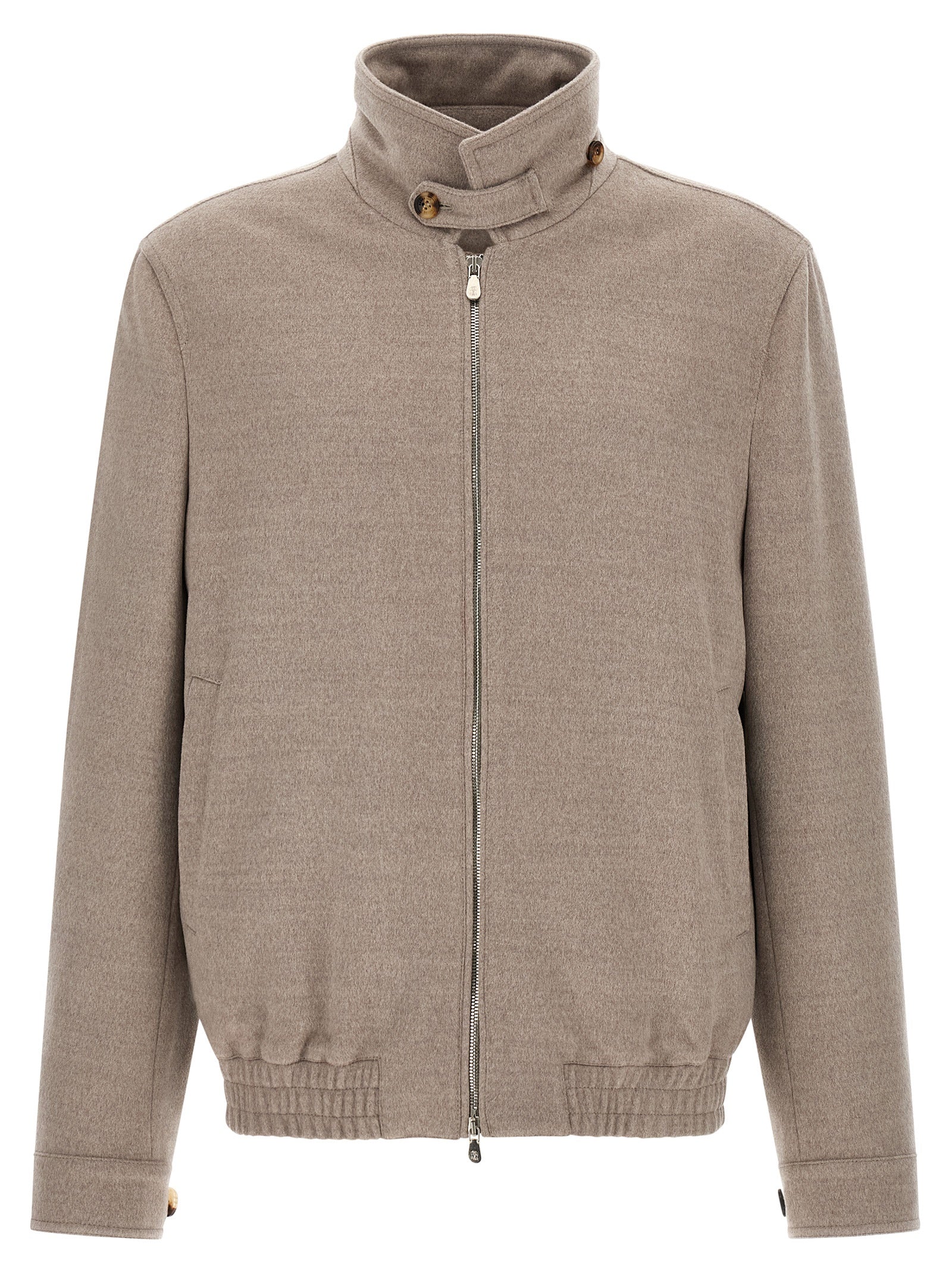 Brunello Cucinelli Beige Virgin Wool Bomber Jacket