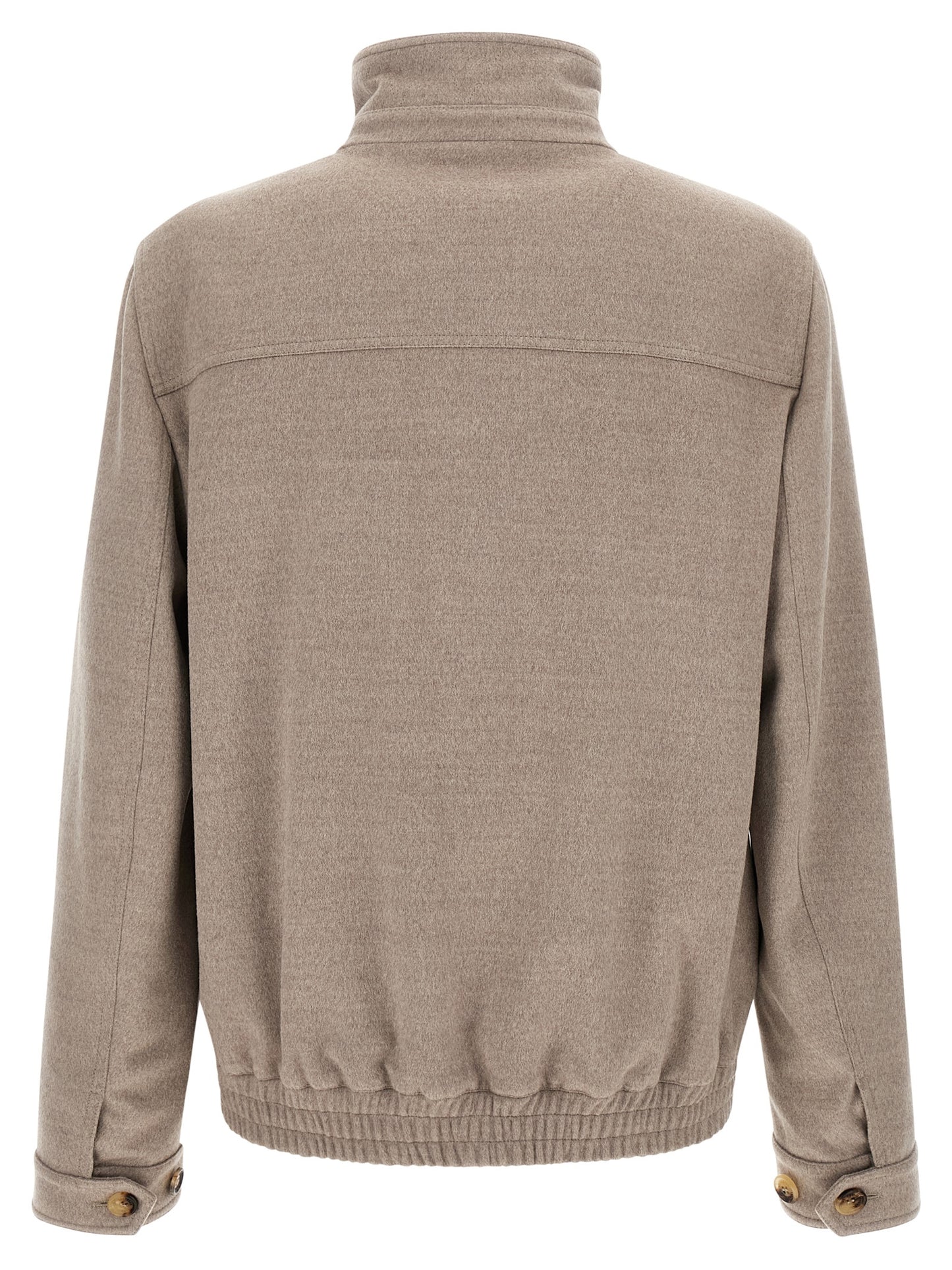 Brunello Cucinelli Beige Virgin Wool Bomber Jacket
