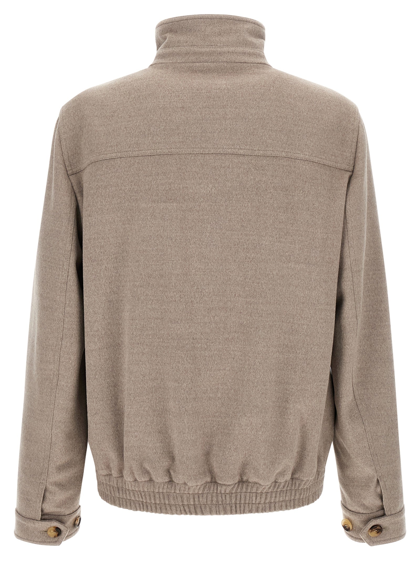 Brunello Cucinelli Beige Virgin Wool Bomber Jacket