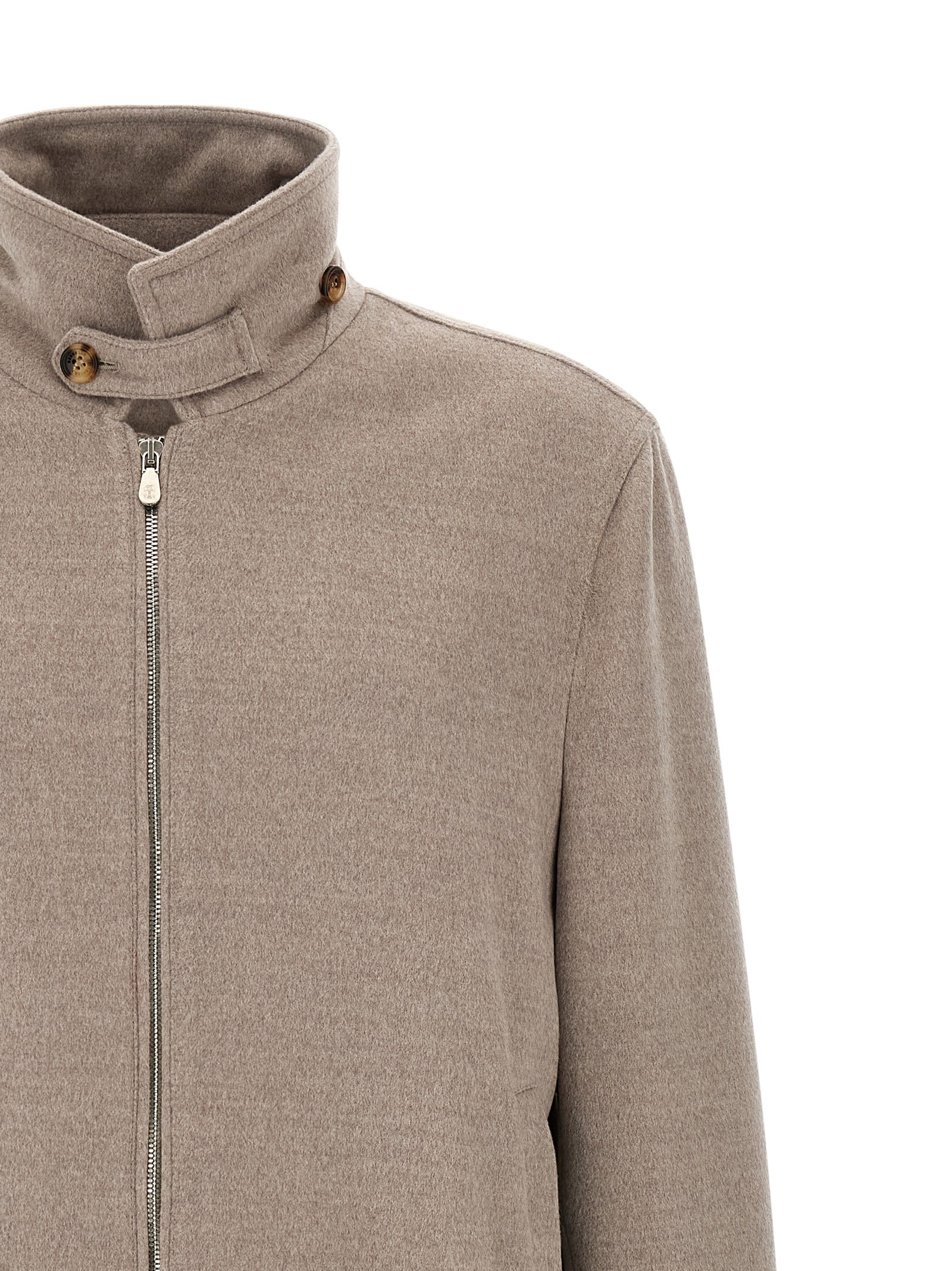 Brunello Cucinelli Beige Virgin Wool Bomber Jacket