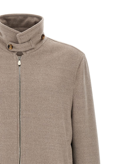 Brunello Cucinelli Beige Virgin Wool Bomber Jacket