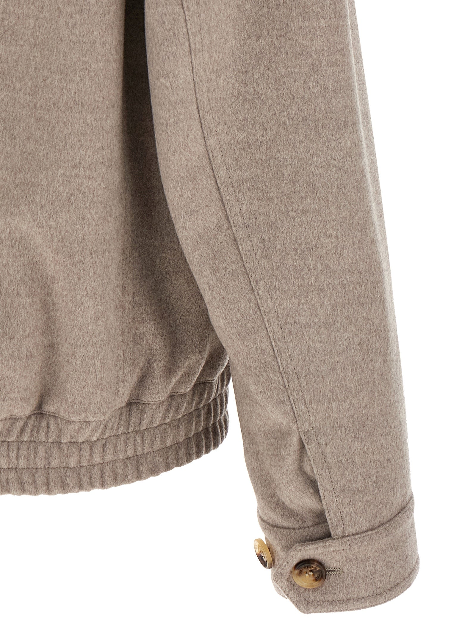 Brunello Cucinelli Beige Virgin Wool Bomber Jacket