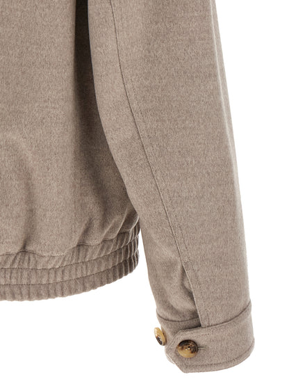 Brunello Cucinelli Beige Virgin Wool Bomber Jacket