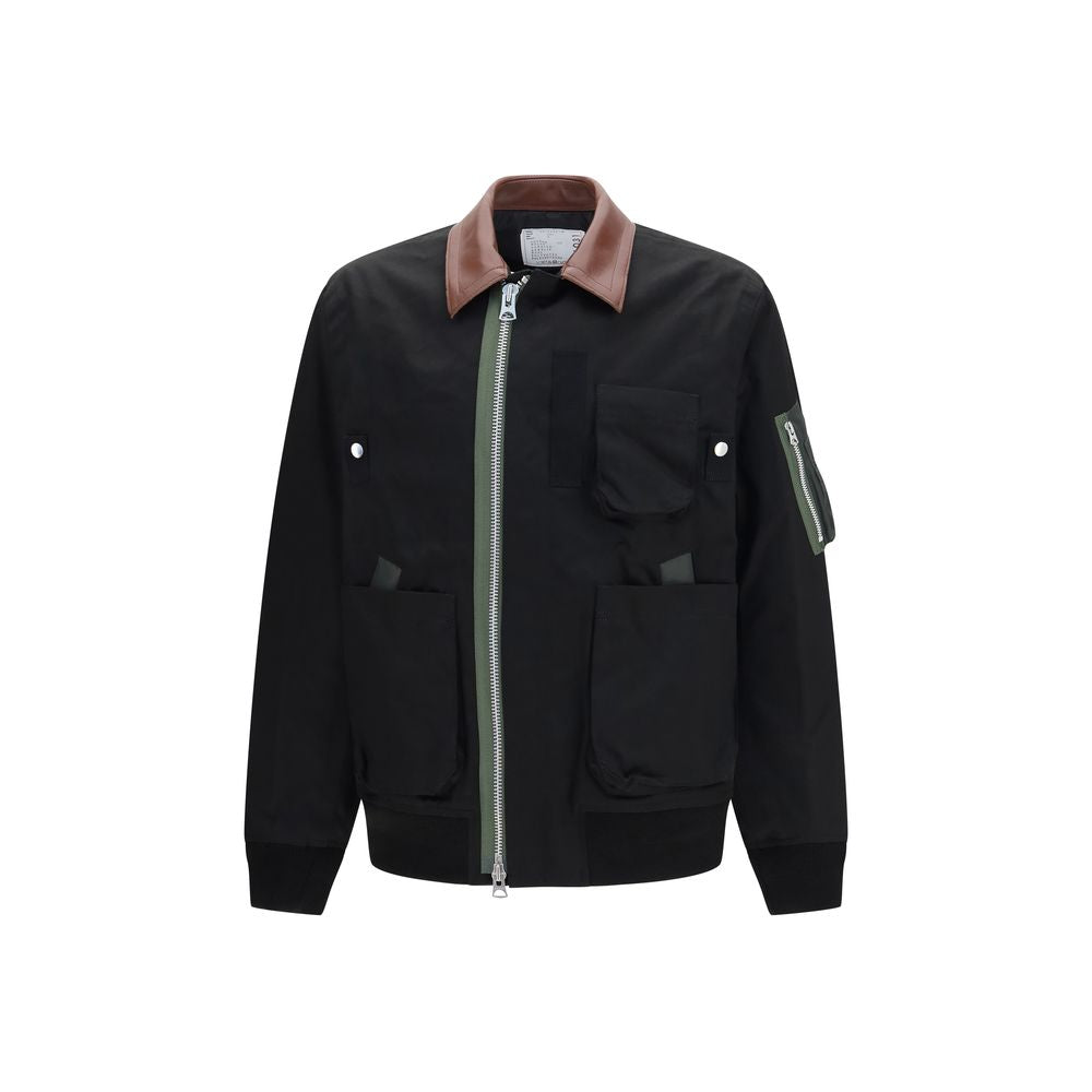 Sacai Black Cotton Bomber Jacket