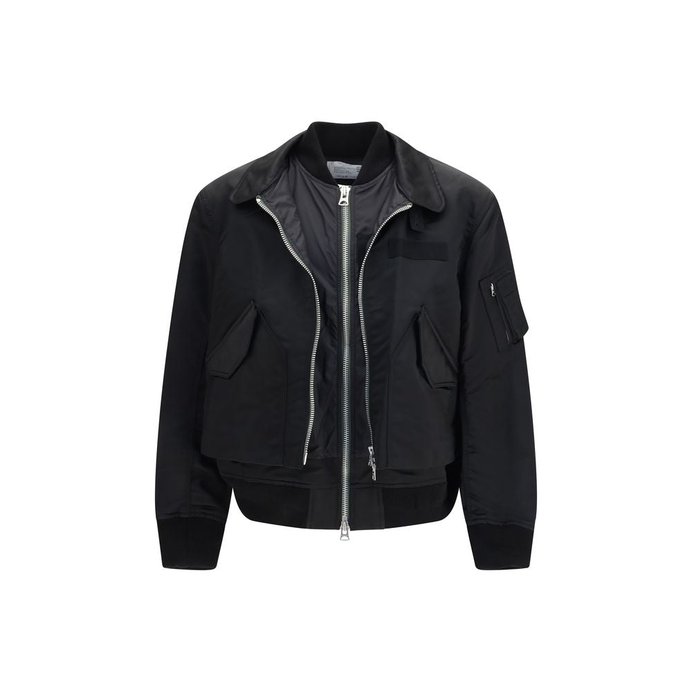 Sacai Black Cotton Bomber Jacket