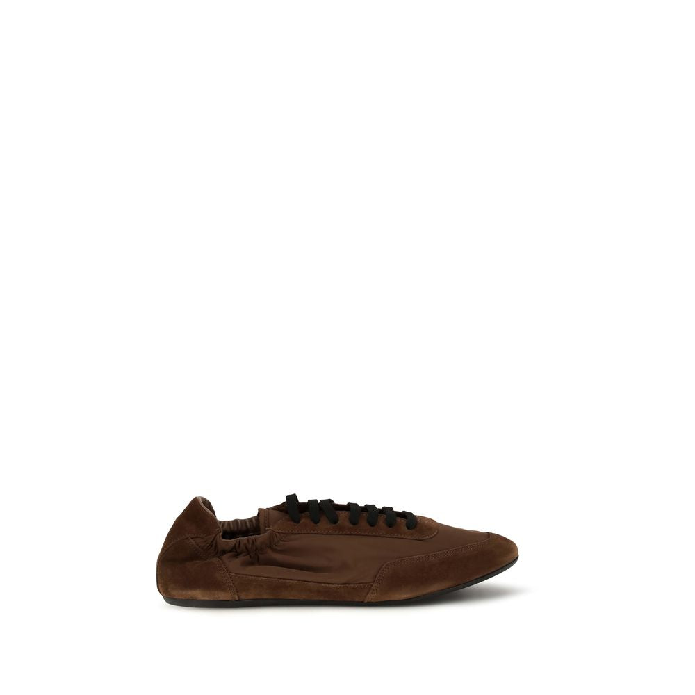 Prada Collapse Sneakers in Brown Re-Nylon and Suede
