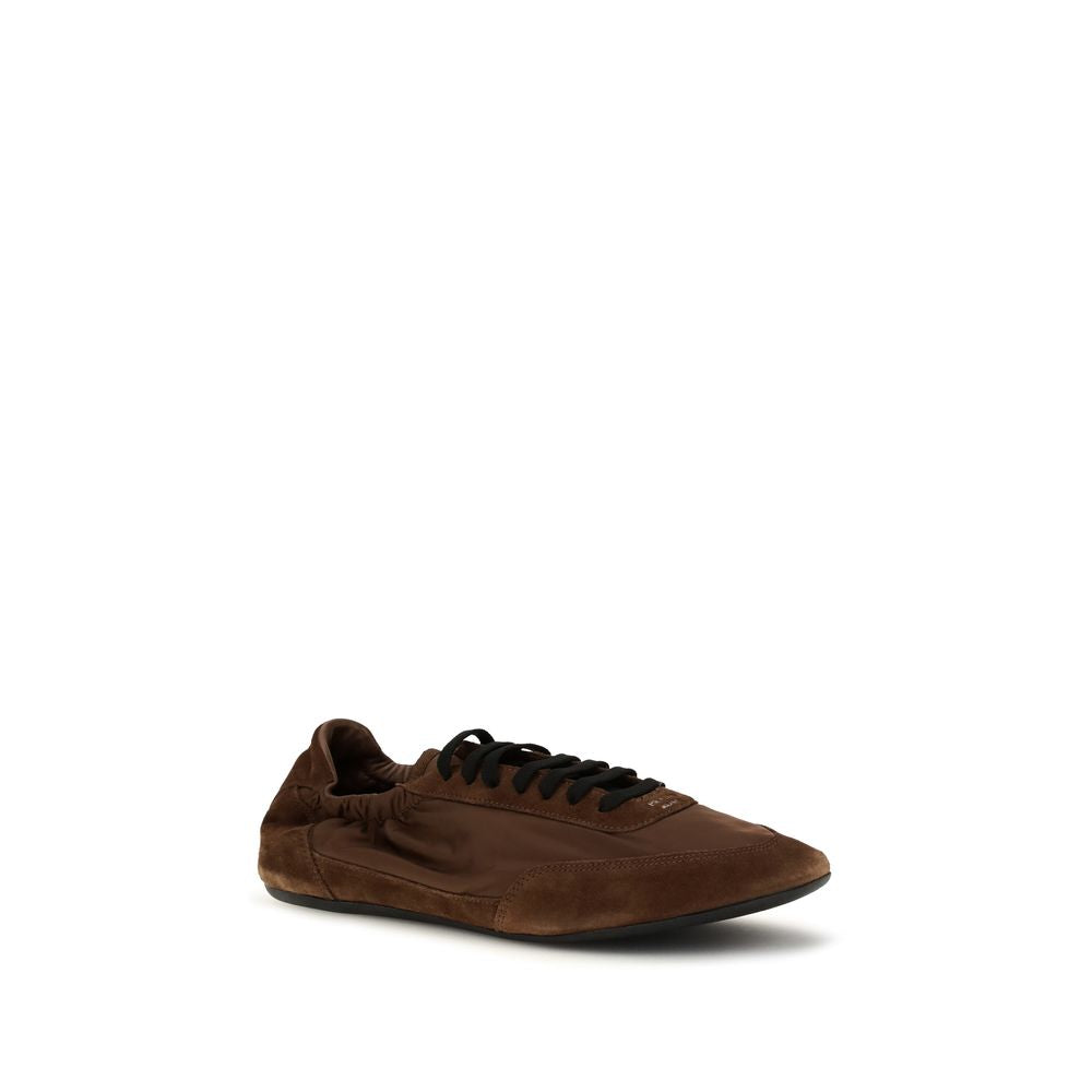 Prada Collapse Sneakers in Brown Re-Nylon and Suede