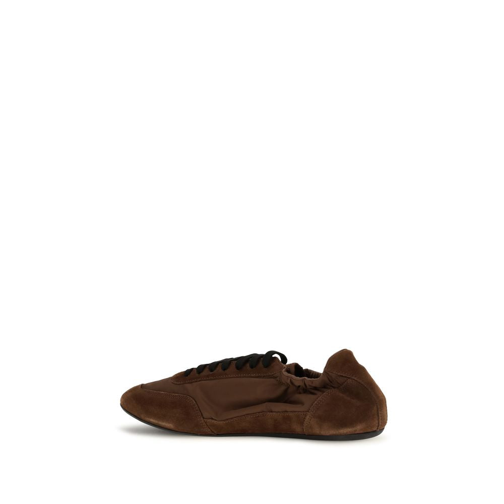Prada Collapse Sneakers in Brown Re-Nylon and Suede