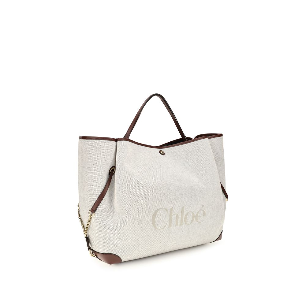 Chloé Beige Cotton Large Carry Tote Bag