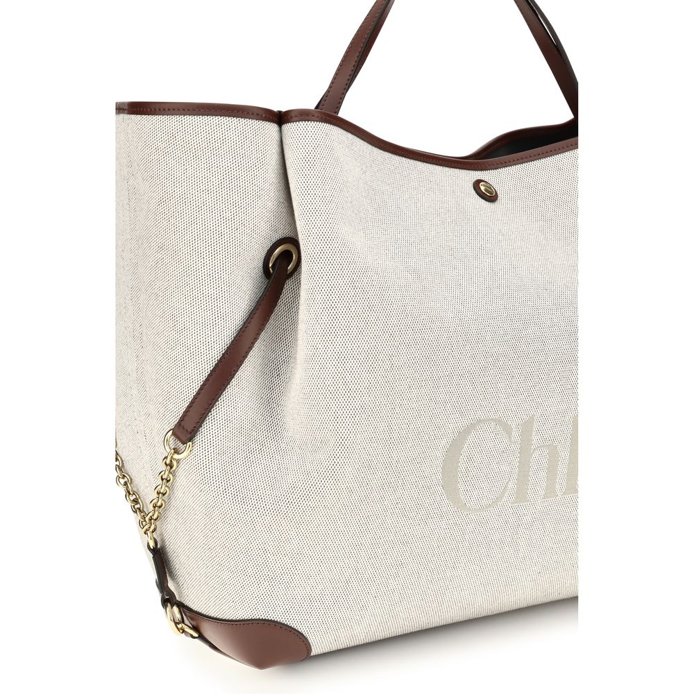 Chloé Beige Cotton Large Carry Tote Bag