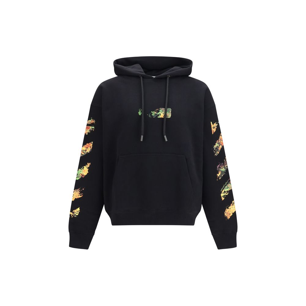Off-White Black Cotton Sweatshirt - Spray Arrow Hoodie