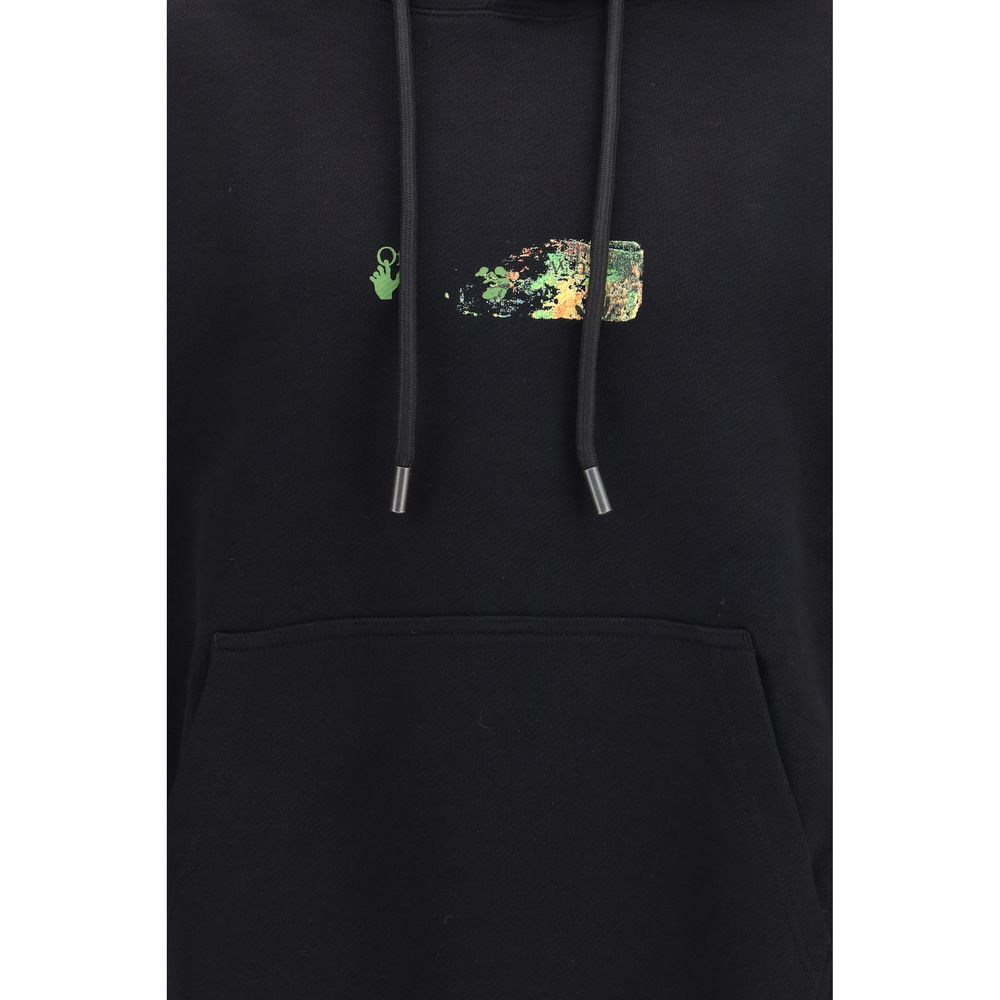 Off-White Black Cotton Sweatshirt - Spray Arrow Hoodie