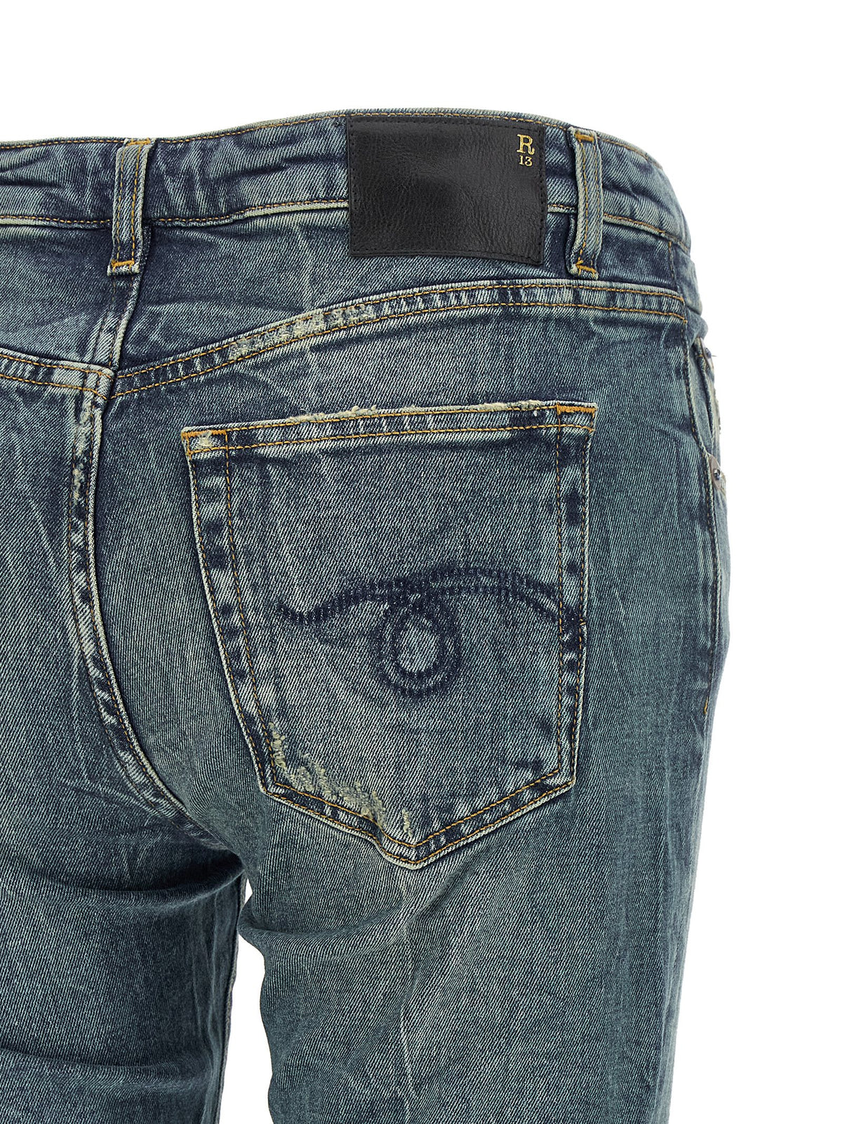 R13 Blue Cotton Flared Jeans