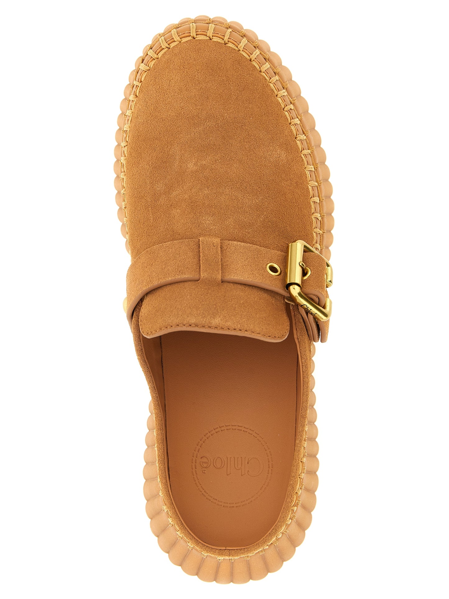Chloé Beige Calfskin Nama Sabots Wedge Sandals