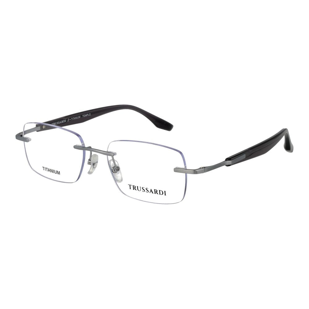 Trussardi Men’s Optical Glasses – Silver Rimless Frame, 54mm