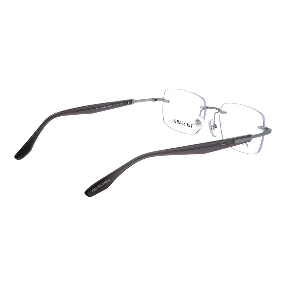 Trussardi Men’s Optical Glasses – Silver Rimless Frame, 54mm