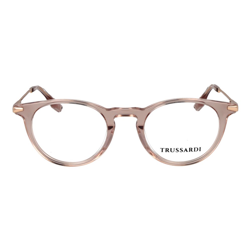 Trussardi Unisex Pink Acetate Glasses – Panto Full-Rim Frames