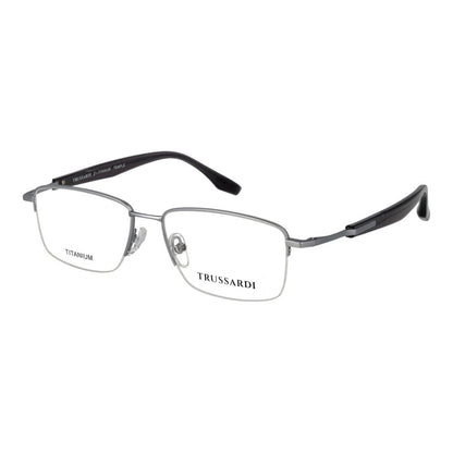 Trussardi Men’s Optical Glasses – Silver Half-Rim Frame, 55mm