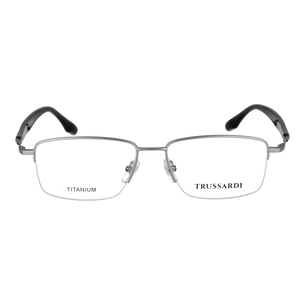 Trussardi Men’s Optical Glasses – Silver Half-Rim Frame, 55mm