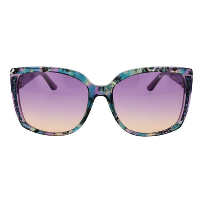 Marciano by Guess Women’s Sunglasses – Purple Full-Rim Frame, Mirrored Lenses