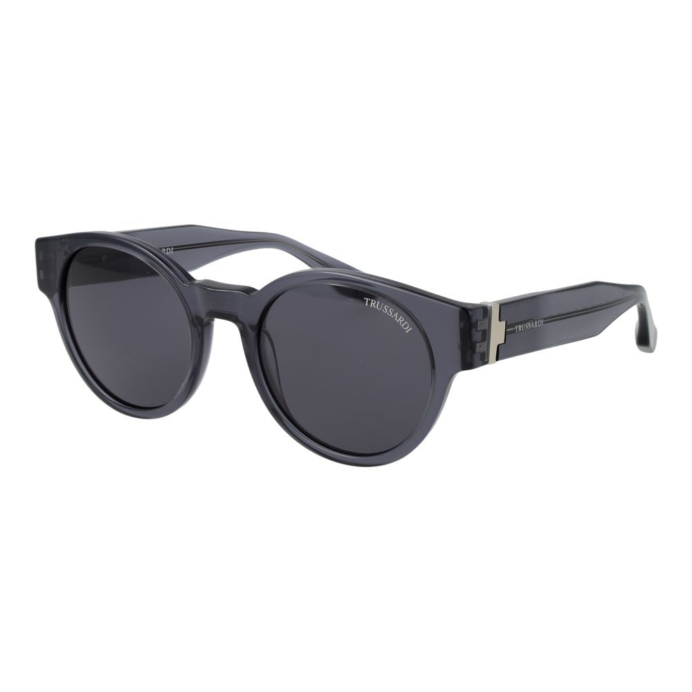 Trussardi Men’s Sunglasses – Gray Round Frame, Grey Lenses