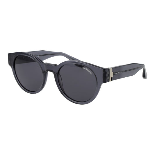 Trussardi Men’s Sunglasses – Gray Round Frame, Grey Lenses
