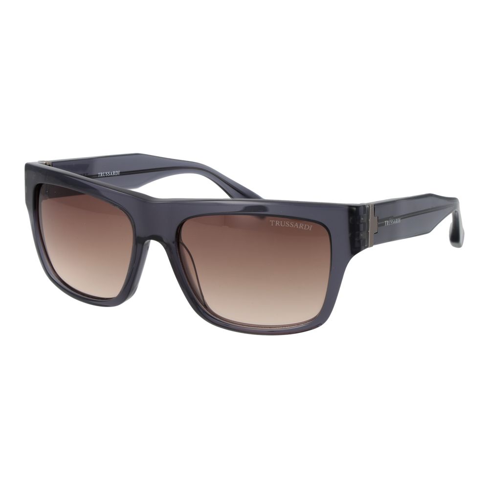Trussardi Men’s Sunglasses – Gray Square Frame, Brown Gradient Lenses