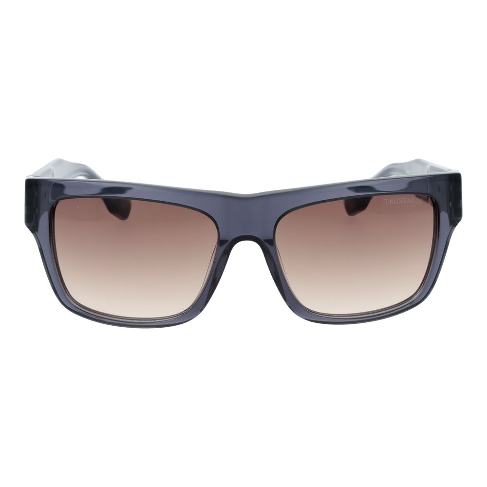 Trussardi Men’s Sunglasses – Gray Square Frame, Brown Gradient Lenses