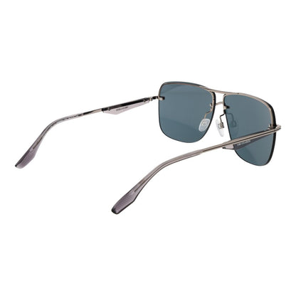 Trussardi Men’s Sunglasses – Silver Rimless Frame, Blue Lenses