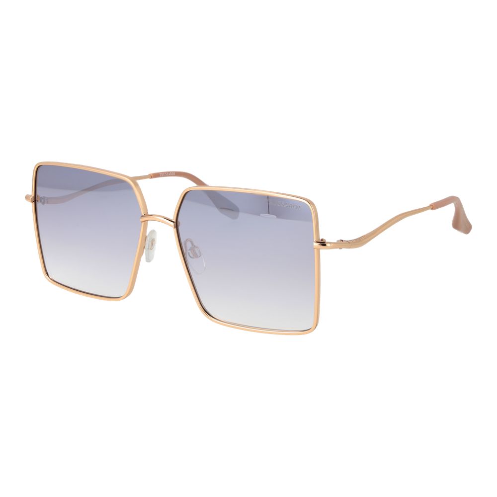 Trussardi Women’s Sunglasses – Gold Square Frame, Purple Gradient Lenses