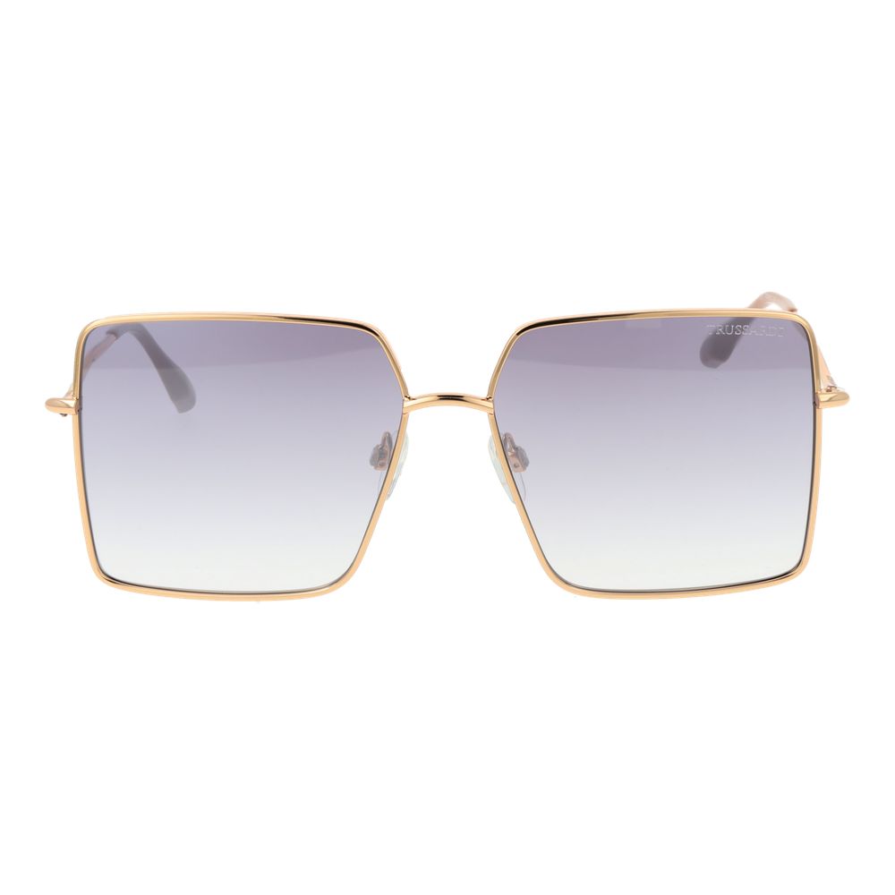 Trussardi Women’s Sunglasses – Gold Square Frame, Purple Gradient Lenses