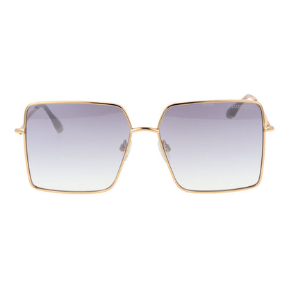 Trussardi Women’s Sunglasses – Gold Square Frame, Purple Gradient Lenses