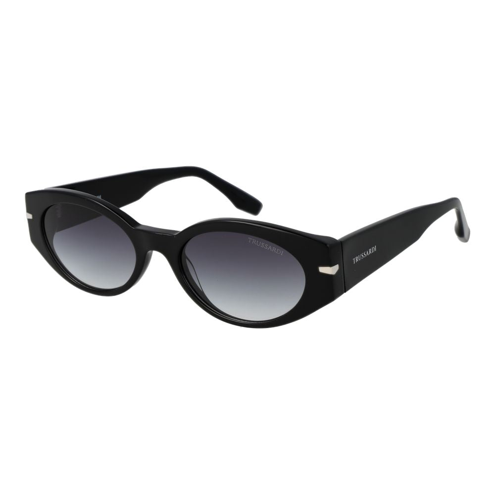 Trussardi Women’s Sunglasses – Black Oval Frame, Grey Gradient Lenses