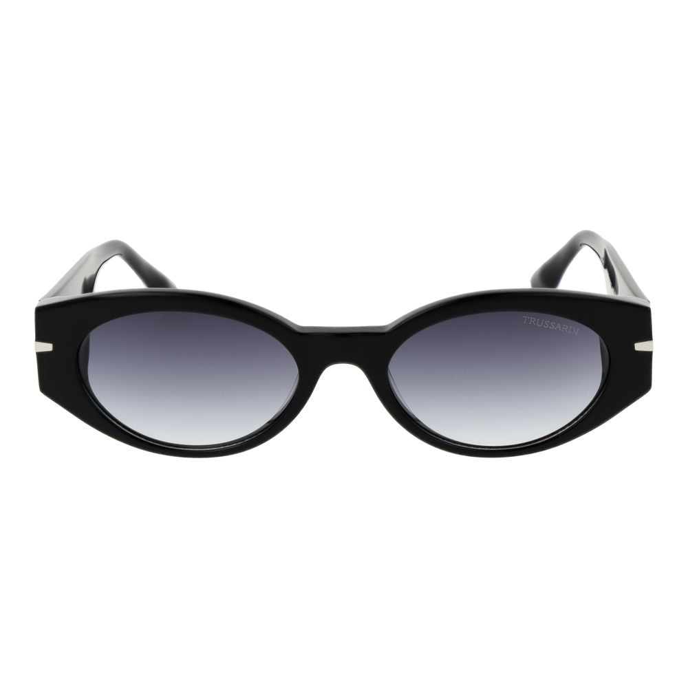 Trussardi Women’s Sunglasses – Black Oval Frame, Grey Gradient Lenses