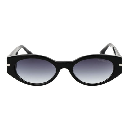 Trussardi Women’s Sunglasses – Black Oval Frame, Grey Gradient Lenses