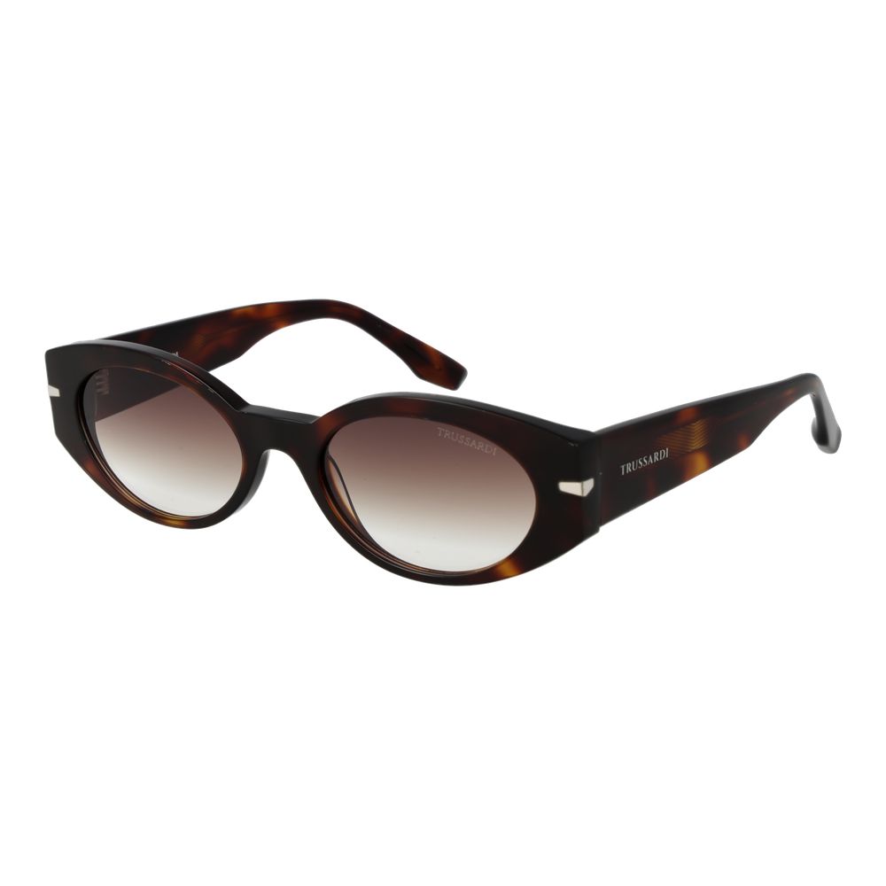 Trussardi Women’s Sunglasses – Brown Oval Frame, Brown Gradient Lenses