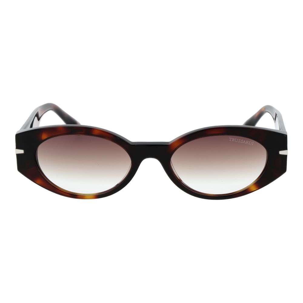 Trussardi Women’s Sunglasses – Brown Oval Frame, Brown Gradient Lenses
